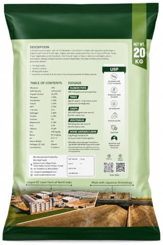 Image of 20Kg Organic Potting Soil Mix for Plants Crops Odorless Chicken Hen Manure | Murgi Compost Khad Fertilizer for Home Garden and pH-Balanced with All 17 nutrients (20KG)