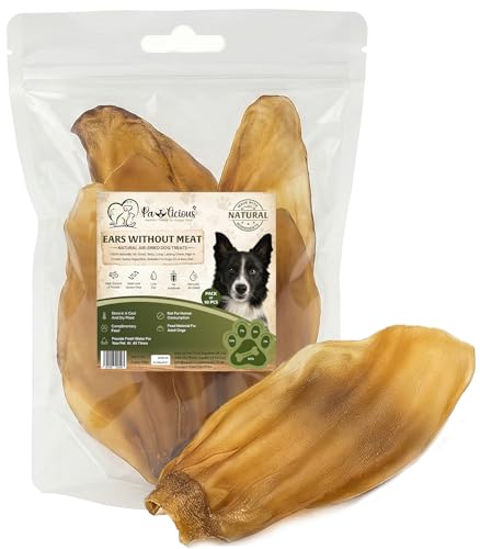 Pawlicious Pack of 10- Extra Large Cow Ears for Dogs Chews Delicious Healthy Pet Treats 100% Natural Air Dried Pet Food Long Lasting Dental Health 10 Pieces Grain Free & High in Protein