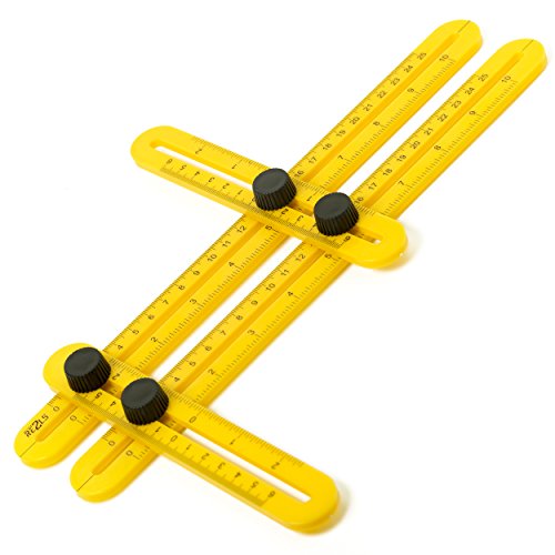 Angle Template Tool #1 RETOOLS with Metal thread on the knobs - Plastic- Super Angle Finder & Multi-Angle Measuring Ruler for Handymen, Builders, Tilers, Craftsmen and DIY-ers