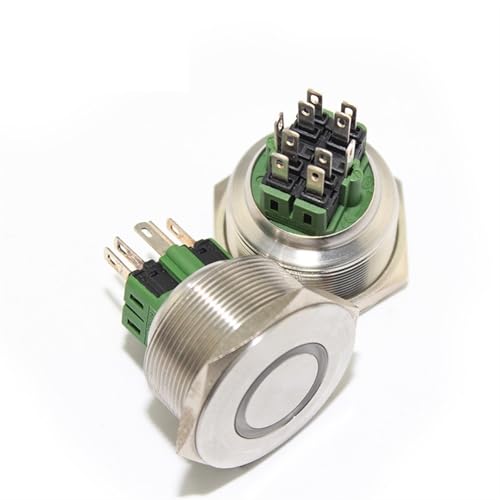 Interruptor de botón de metal resistente de 28mm con anillo led amarillo 12v momentáneo 2