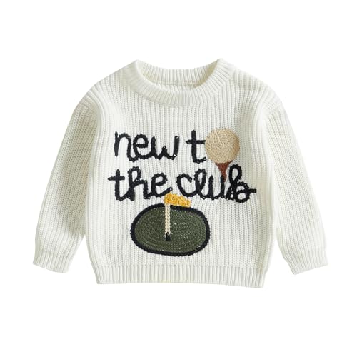 toddler baby boy girl golf outfits new to the club embroidery long sleeve knit pullover sweater birthday outfits