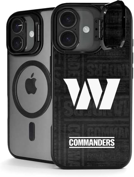Skinit Kickstand Phone Case Compatible with iPhone 17 - Officially Licensed NFL Washington Commanders Black and White Design
