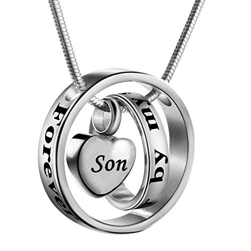 Norya Cremation Jewelry No Longer By My Side Forever In My Heart Carved Locket Cremation Urn Memorial Necklace Keepsake Urn Pendant For Dad (Son)