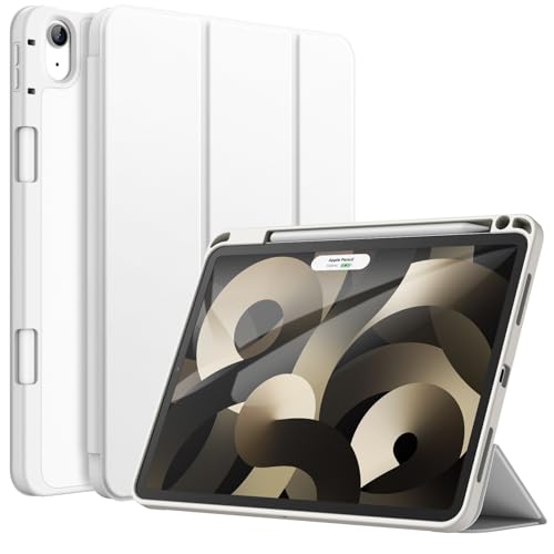 Coque iPad Air 11 M4 et 10.9 pouces JETech blanche avec porte-stylet et dos TPU