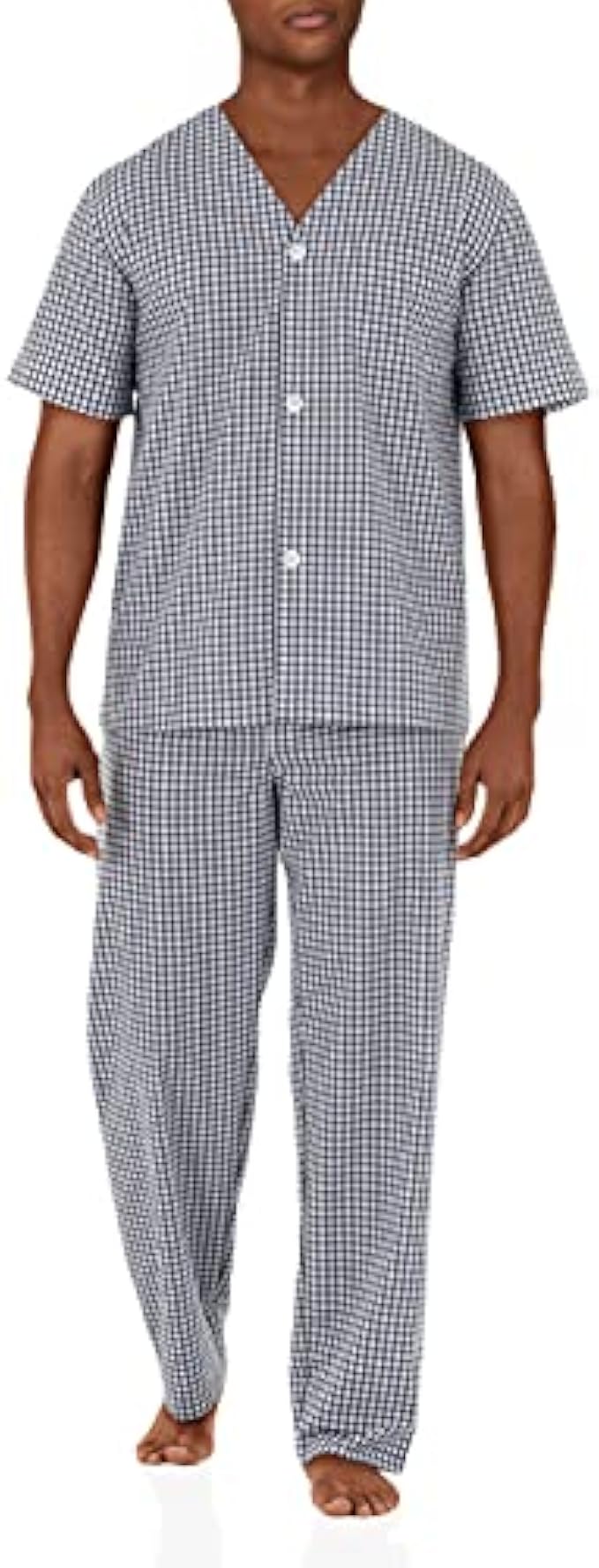 Fruit of the Loom Men's Broadcloth Short Sleeve Top and Long Pants Pajama Set