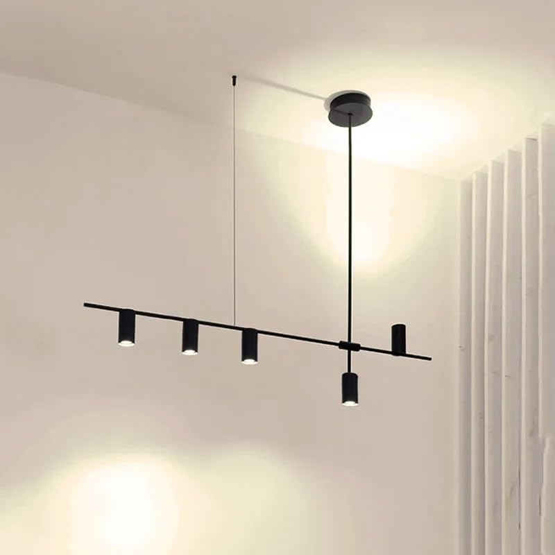 Lustre long de style nordique moderne suspension noire cuisine et salle à manger