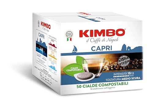 Kimbo Le Meraviglie del Gusto Capri 50 Kaffeepads Tiefer und Intensiver Geschmack Intensität 10/13 Mittel-dunkle Röstung 1 Packung mit 50 Pods