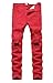 YTD Men's Zipper Biker Jeans Ripped Distressed Slit Denim Slim Stretch Moto Pants