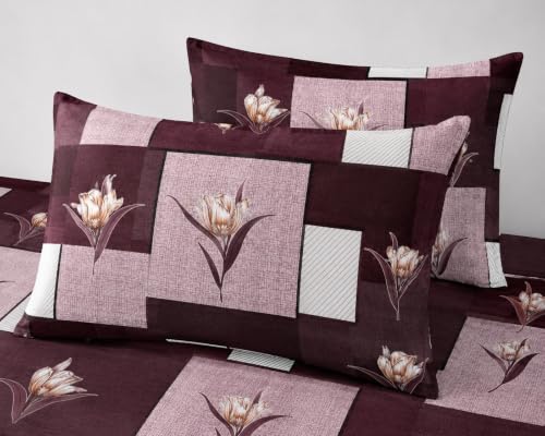 Image of Super King Size Bedsheet, 108X120 Inch, 10 Feet Bedsheet, 240 TC Soft Rich Glace Cotton Fabric, XXXL Size with 2 Pillow Covers (Dusk Brown)