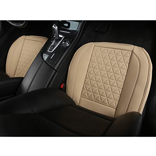 Image of Black Panther 1 Pair Luxury Car Seat Covers Front Bottom Seat Cushion Covers, Anti-Slip and Wrap Around The Bottom, Fit 95% of Vehicles - Beige