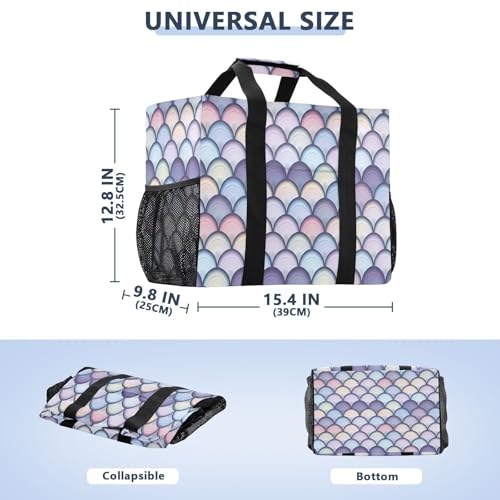 Gradient Scales Reusable Grocery Bags Large Tote Bag Waterproof Canvas Organizer for Beach Picnic Laundry Travel3