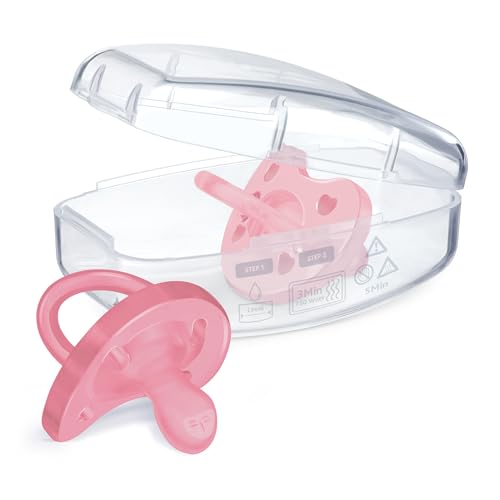 Image of Chicco PhysioForma Orthodontic Pacifier for Babies 6-16 Months, 100% Soft Silicone, BPA Free & Breathing Support, with Sterilizing Case, Pink, 2 Count (Pack of 6)