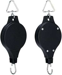 KINGLAKE 2 Pcs Retractable Hanging Basket Pulley Pull Down Hanger Adjustable Telescopic Hook for Hanging Basket Pots and Birds Feeder