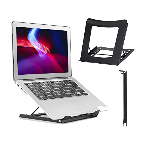 Properav Steel Portable Ergonomic Laptop Cooling Stand for Windows & Mac devices such as Dell, Toshiba, HP, Samsung, MacBook, Lenovo with Secure Fit Pads - Black