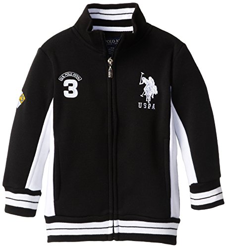 U.S. Polo Assn. Big Boys' Fleece Mock Neck Jacket with Striped Ribbing