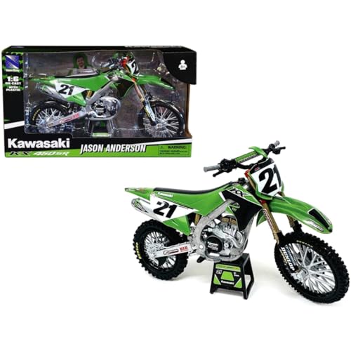 Kawasaki KX450SR Dirt Bike Motorcycle #21 Jason Anderson Green and Black Kawasaki Racing Team 1/6 Model by New Ray