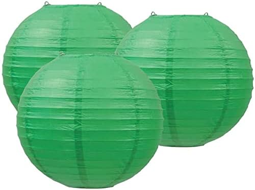 Pack of 3 Paper Lantern Lampshade Party Birthday Baby Shower Wedding Celebration Decoration (Green, 12" (30cm))