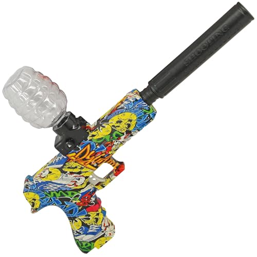 Gelsoft Gel Blaster Toy Soft Water Bullet Pistol, USB Rechargeable, Fully Automatic, High Speed Rappid Fire + 10,000 Ammo, 14+ Years (Yellow Graffiti)