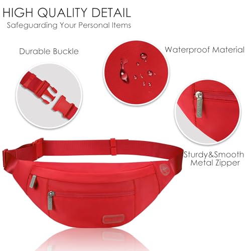 Image of Large Stylish Belt Bag for Women Red fanny Pack Crossbody Sling Bags Waist Packs with Adjustable Strap Gifts for Women