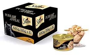Sheba (Premium Cat Food) Tuna Fillet & Whole Prawns in Gravy, 680 g (85 g X 8 Cans)