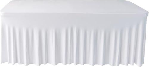 Mantel de elastano blanco de 6 pies para mesa rectangular de 72 pulgadas de largo x 30 pulgadas de ancho x 30 pulgadas de alto disponible en Yaxa Peru
