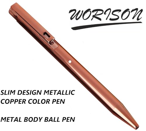 Image of worison Elegant Slim Metallic Retractable Ballpoint Pens Smooth, Sturdy Ideal for Gifting (Copper, Pack of 1)