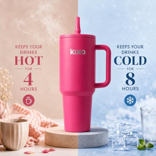 Image of HydroFlow Tumbler 1200 ml Hot & Cold Tumbler (Leakproof) (candycrush) Stainless Steel, Pink