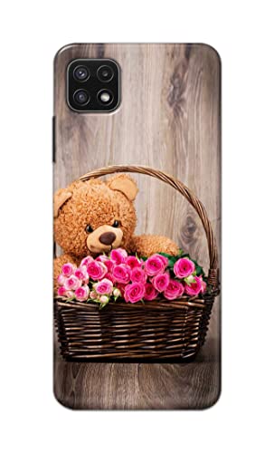 Image of PRINTFIDAA Roses and Teddy Bear in The Wicker Hard Back Cover for Samsung Galaxy A22 5G, A22s 5G Back Cover -(P6) KAT1004