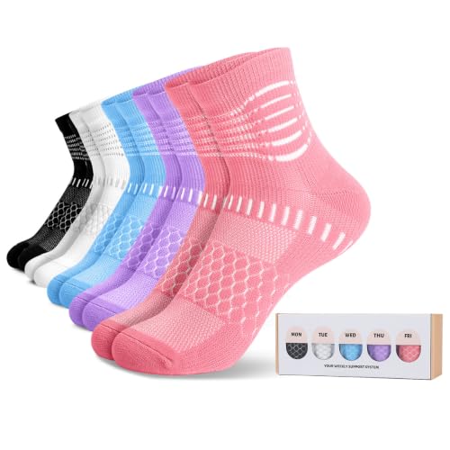 Image of IRAMY Ankle Compression Socks for Women Men Plantar Fasciitis Relief 3 /5 Pairs Cushioned Athletic Running Socks