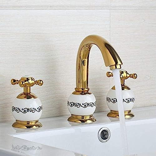 Robinet de salle de bain anti-éclaboussure à bec pivotant en laiton doré
