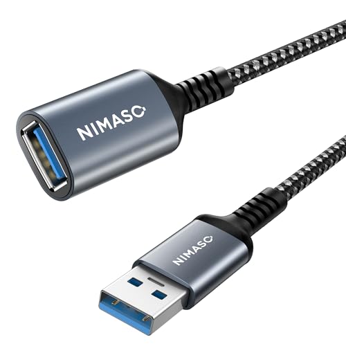 Nimaso Verl&auml;ngerung Kabel 1 St&uuml;ck 1M, USB 3.0 Verl&auml;ngerungskabel A Stecker auf A Buchse mit Nylon Stoffmantel，5Gbps ultraschnelle &Uuml;bertragung f&uuml;r Kartenleseger&auml;t,Tastatur, Drucker, Scanner, Kamera