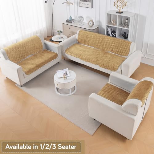 Image of HOKIPO Quilted Sofa Cover for 2 Seater for Seat & Back, 'Quilt Classic' Yellow (IN-926-YLW*2)