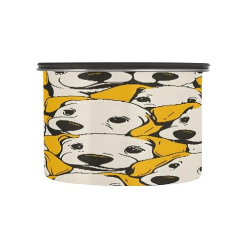Bote para café de acero inoxidable con diseño de perros amarillos