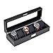 Produktbild Damen-Uhrenvitrine aus PU-Leder für Schmuck, Armband, Schmuck, Aufbewahrungsbox, Kissenhalter, Glasabdeckung, Sichtfenster, Reise-Aufbewahrungsbox, 6 Fächer, für Damen und Herren