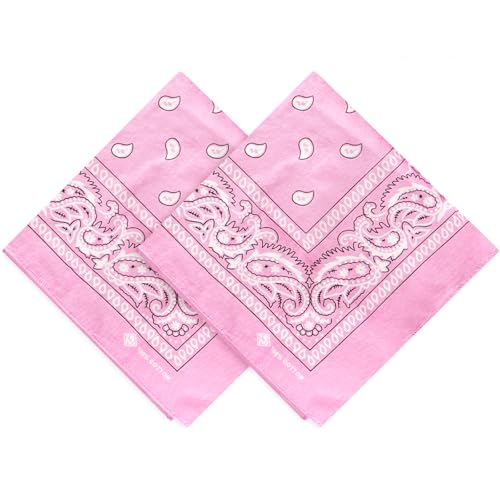 ZENO Rosa Bandana – 100% Baumwolle & Natürliche Fasern – Rosa Halstuch Ohne Polyester – Hochwertig, Weich, Langlebig & Waschmaschinenfest – Bandana Herren & Damen –...