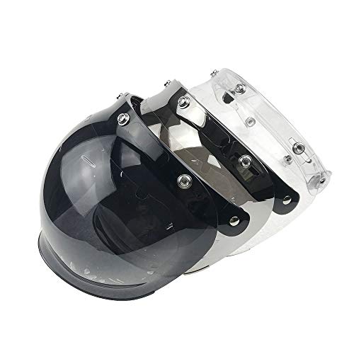 Wancar Retro Motorcycle Bubble Visor Wind Shield Lens Universal For Standard 3-Snap Open Face Helmets(Smoke) #TOP5