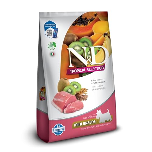 Ração Seca N&D Tropical Selection Suíno, Cereais e Frutas Tropicais para Cães Adultos de Raças Pequenas Leve 2,5 kg Pague 2 kg