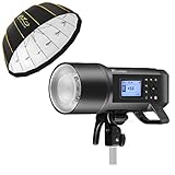 XPLOR 600PRO TTL Battery-Powered Monolight with Built-in R2 2.4GHz Radio Remote System (Bowens Mount) - Godox AD600 Pro + Glow EZ Lock Collapsible White Beauty Dish (34')