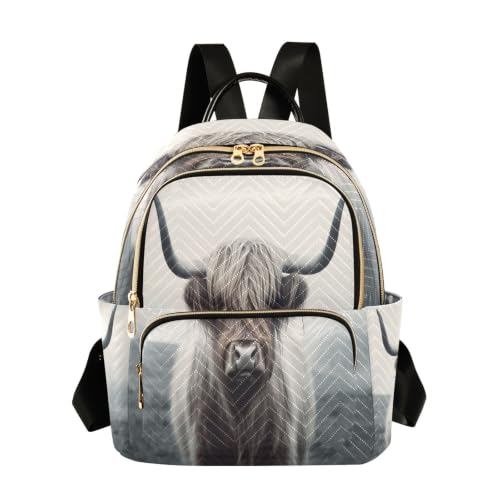 Sac à dos léger Highland Cow pour soulager vos épaules avec style grâce au matelassage