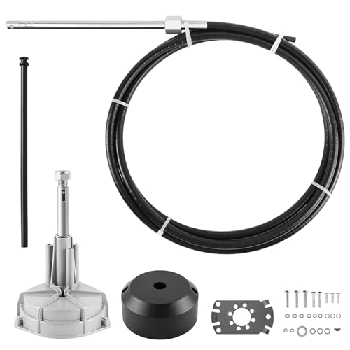 QYMOPAY Boats Steering System, 15ft Cable Outboard Steering Kit 3/4" Standard Tapered Shaft, Boat Steering System for Yachts