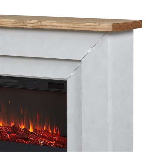 Image of Real Flame Malie 68 inch Landscape Electric Fireplace with Mantel for Living Room or Bedroom, Replaceable Fireplace Insert Heater, Realistic Log and Flame Effect, Remote Control, Timer - Venetian Gray