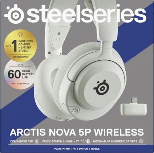 Arctis Nova 5P Bianco - Cuffie PS5 Wireless - Driver magnetici al neodimio - 100+ preset audio - Batteria 60 HR - 2,4GHz o BT - Microfono ClearCast Gen2.X - PlayStation 5, PC, Cellulare - Cuffia gaming - Immagine 14