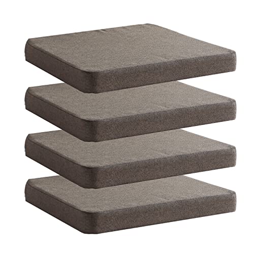 Chair Cushion For Dining Chairs With Ties 4 Pack Non Slip Memory Foam Kitchen Room Chair Pads 17X16 Inch, Brown #TOP4