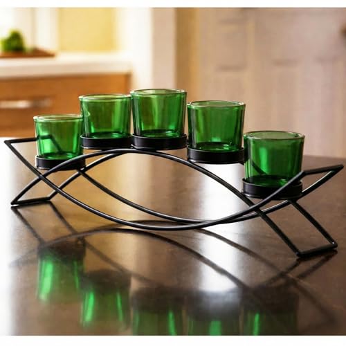 Seraphic Candle Holders for Table Centerpieces, Dining Room Decor, Green
