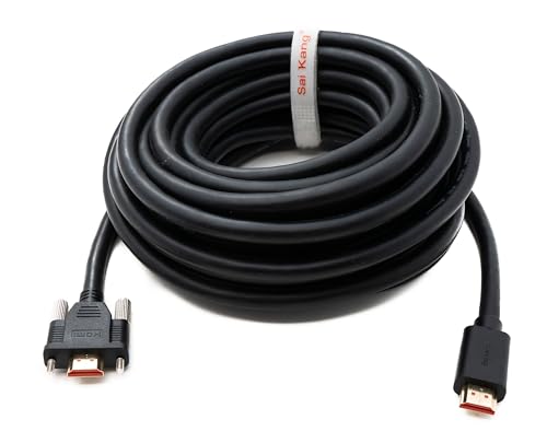 Cable HDMI 2.0 de 10 m tipo A macho a macho con adaptador atornillable en color negro