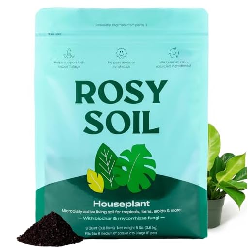 Rosy Soil Indoor Potting Soil for House Plants - Organic Potting Soil Mix for Indoor Plants - Enriched w/Root-Boosting Biochar for Foliage Plants, Flowers, Herbs - Peat Free, Less Prone to Gnats - 4qt
