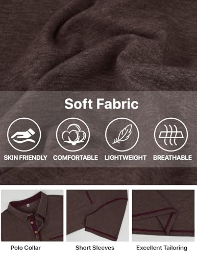 Image of Mens Polo Shirts Short Sleeve Casual Summer Lightweight Cotton Golf Polo Shirts with Pocket