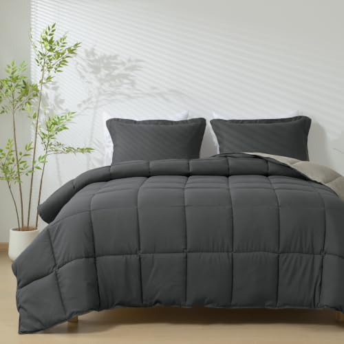HIG 3pc Gray Full Size Comforter Set Duvet Insert Blanket