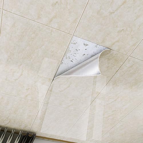 Deckenpaneele deckenplatten Deckentapete Kleben Und Abziehen, PVC Dekorative Deckenfliesen 50 30 20 10 5 Pack, Selbstklebende Abgehängte Deckenpaneele Wasserdicht Badezimmer Keller Küche(#4,10 Pack)