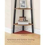 VASAGLE Corner Shelf Stand, 4-Tier Corner Bookshelf, Industrial Ladder Shelf, Plant Stand for Living Room, Office, Kitchen, Rustic Brown and Black ULLS34X - Image 4